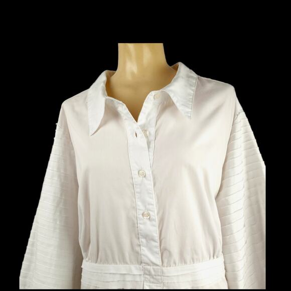 LANE BRYANT ~ Women's White Cotton Blouse With Raw Edge Layered Details ~26/28 - Picture 2 of 9